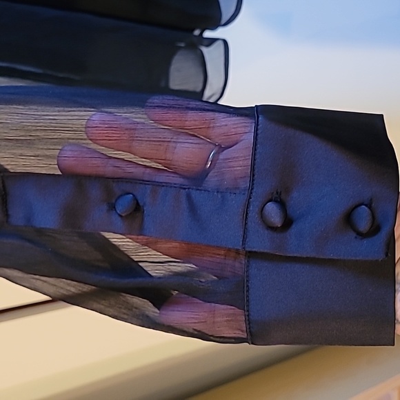 NWT Torrid Chiffon & Satin Long Sleeve Button up Deep Black - 4 - Picture 4 of 7